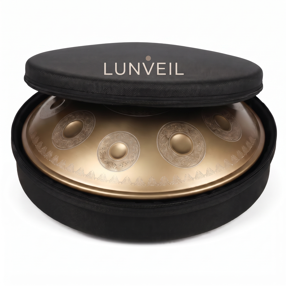 Handpan NAÏROS dans sa housse de transport rembourrée Lunveil