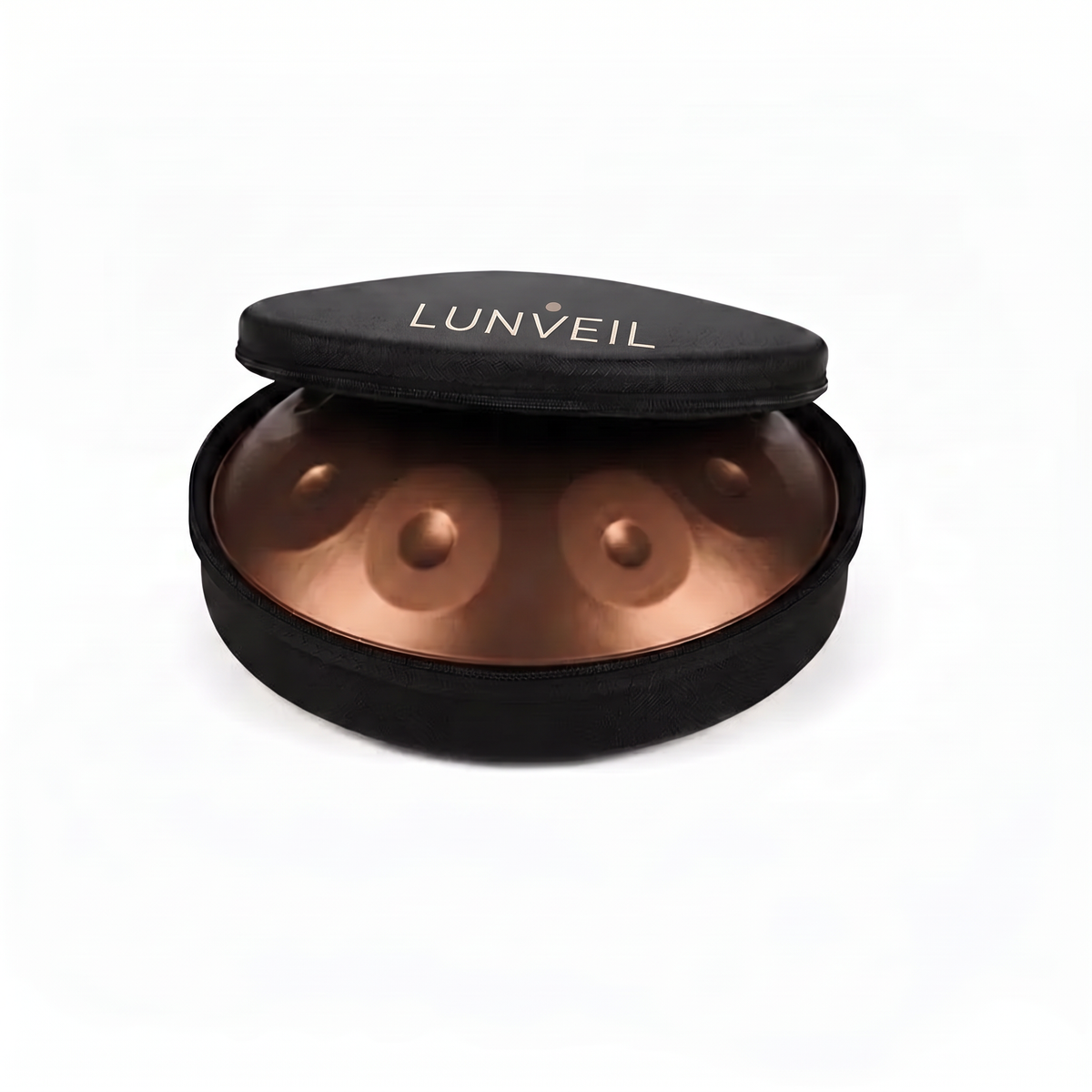 Handpan MYRÄN dans sa housse de transport rembourrée Lunveil