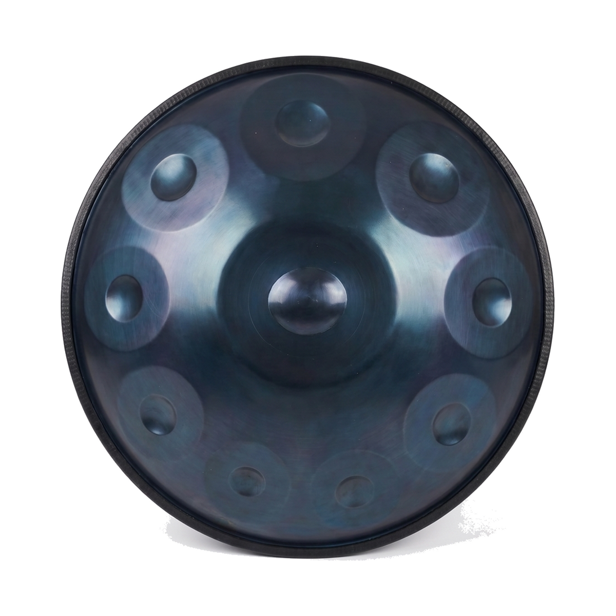 Handpan SONARA vu de dessus, gamme D Kurd, champ tonal visible
